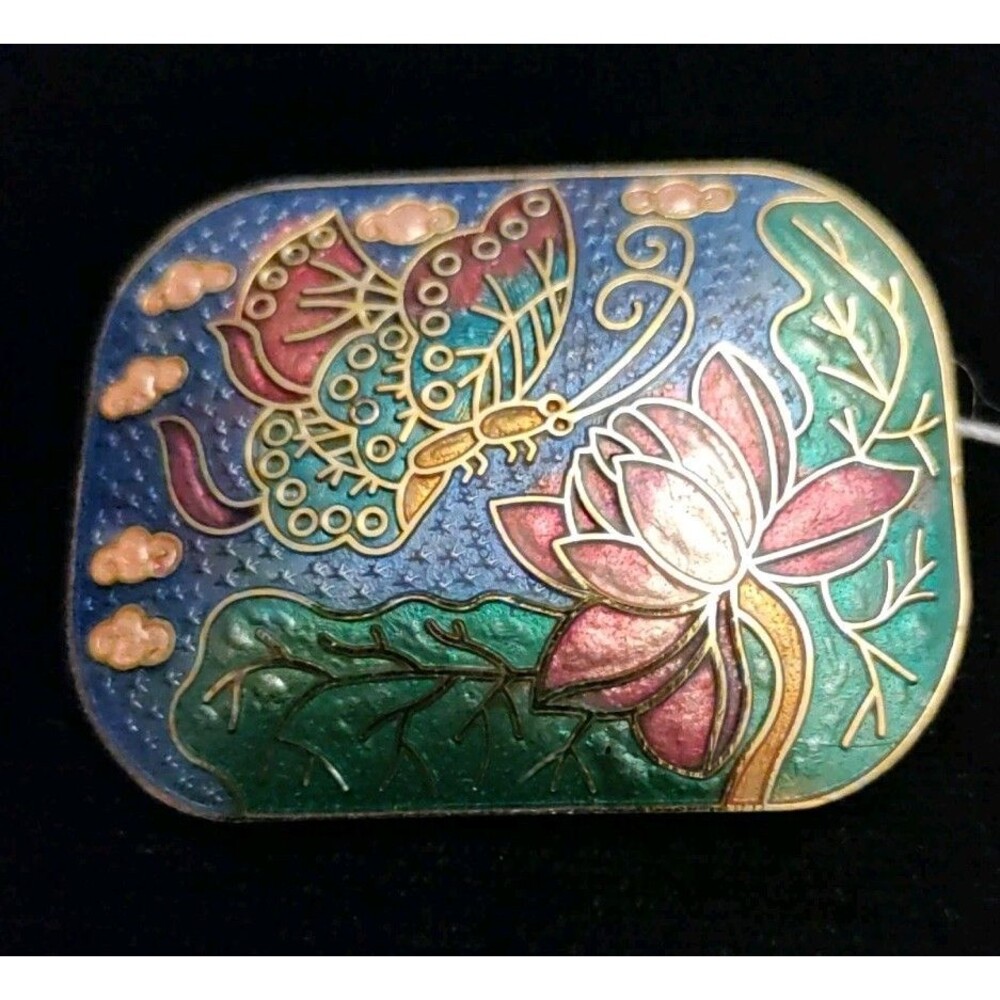 Cloisonne Rectangular Brooch 1.5" X 2"